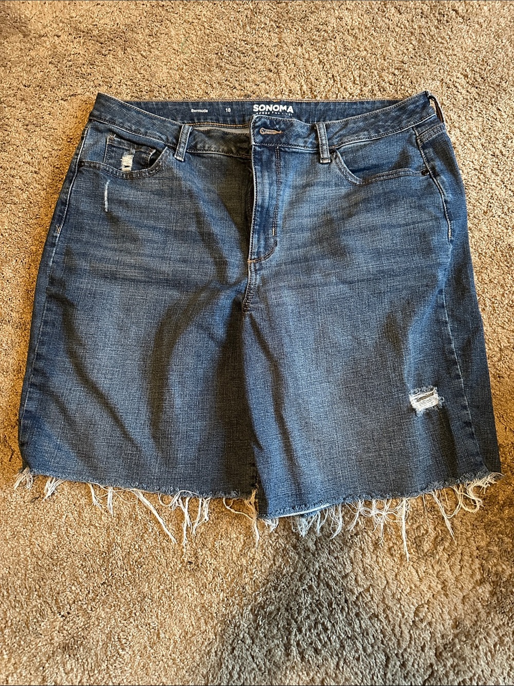 Sonoma Dark Blue Denim Cutoff Shorts with Raw Hem